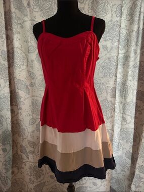 Sleeveless Red Colorblock Mini Dress with Straps